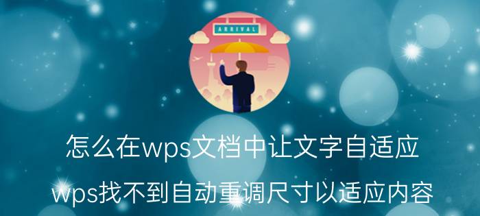 怎么在wps文档中让文字自适应 wps找不到自动重调尺寸以适应内容？